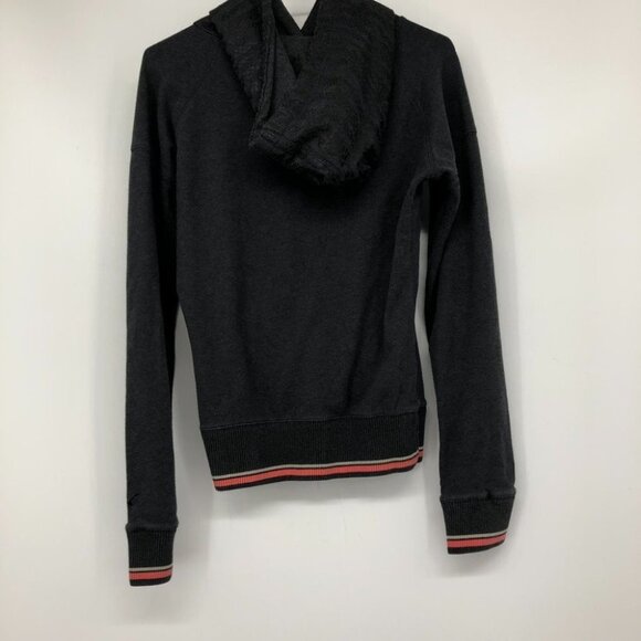 Puma charcoal grey pullover hoodie with through pocket hot pink accents S - Picture 12 of 13